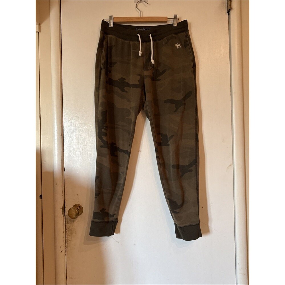 Abercrombie & Fitch Camouflage Sweatpants Drawstring Joggers Gray | Men's Small